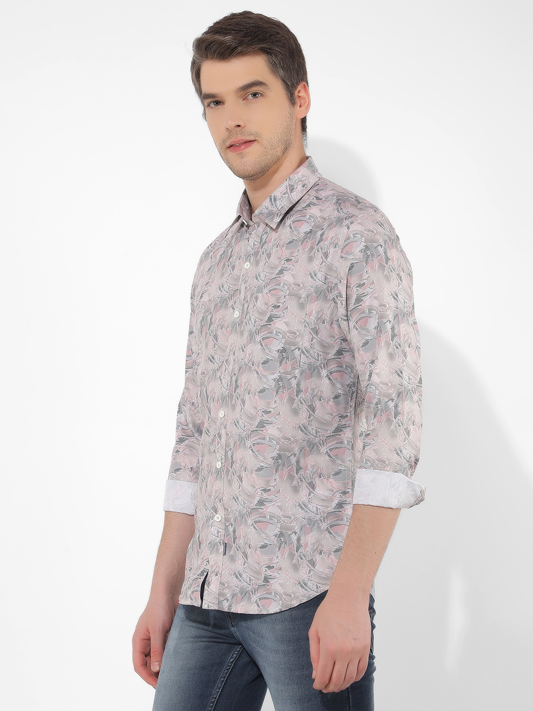Numero Uno Men Floral Print Pink Shirt